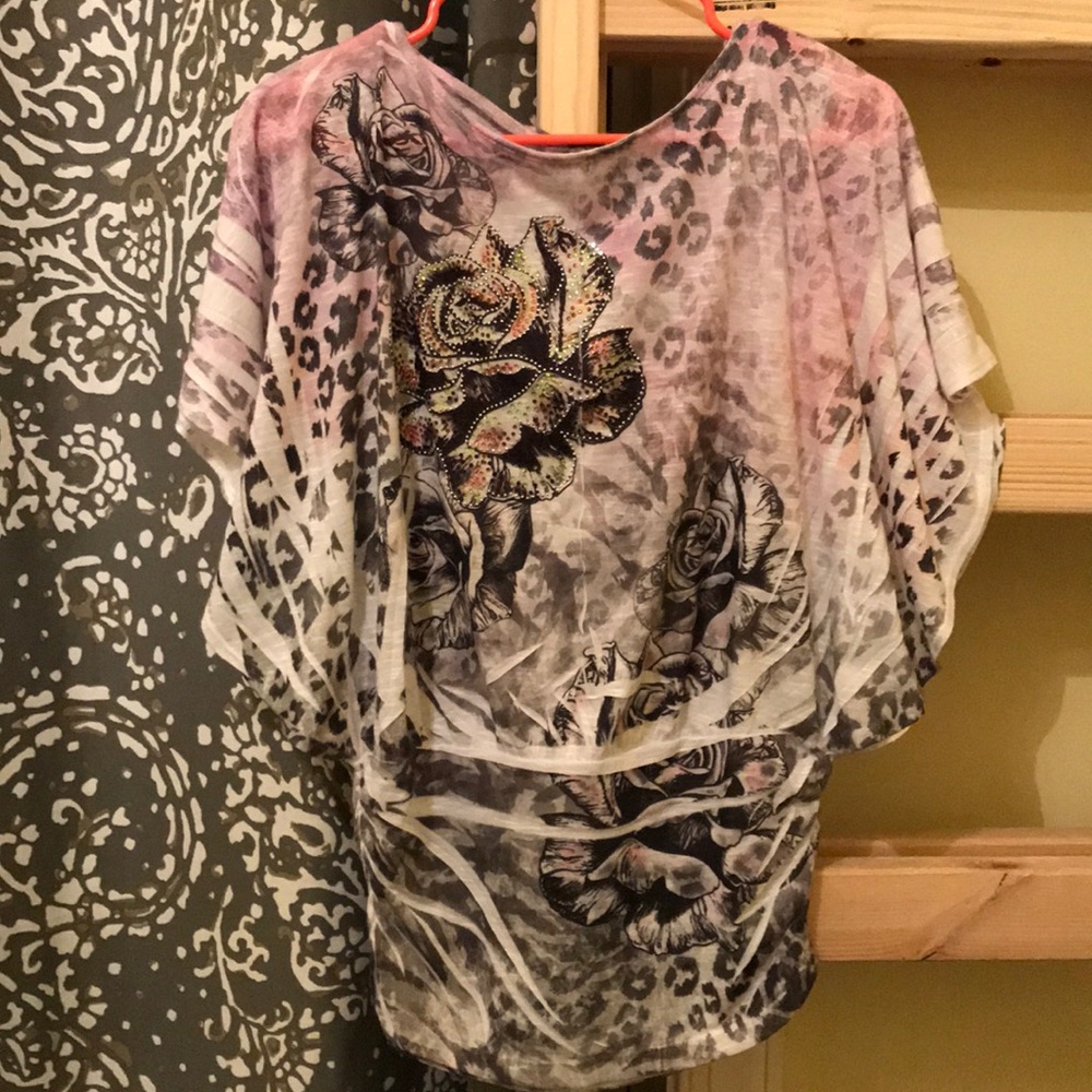 Rose water colored shirt with gems